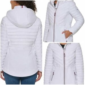 Tommy Hilfiger Women's White Quilted Hooded Jacket